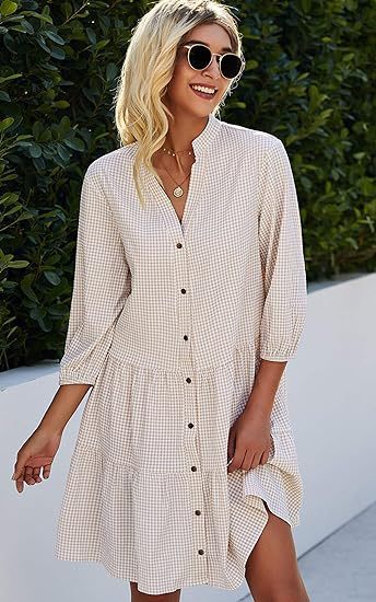 Ruffled dress with checked pattern