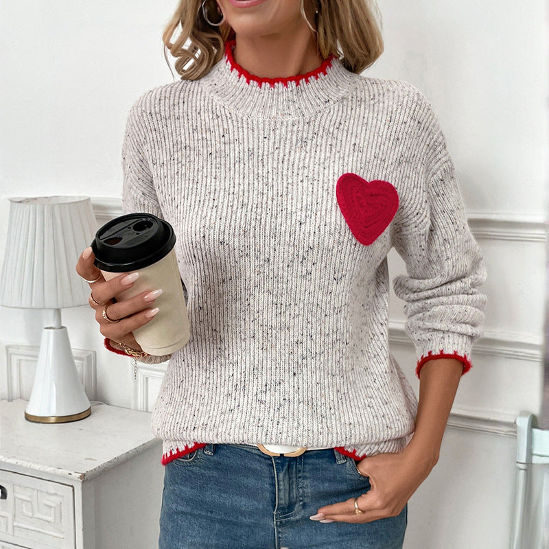 Love Sweater mit halbem Rollkragen