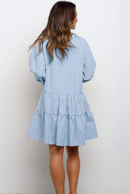 Ruffled dress with checked pattern