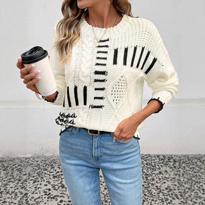 Pullover mit Rundhalsausschnitt und Streifen